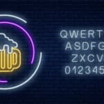 insegna luminosa al led con disegno di un boccale di birra